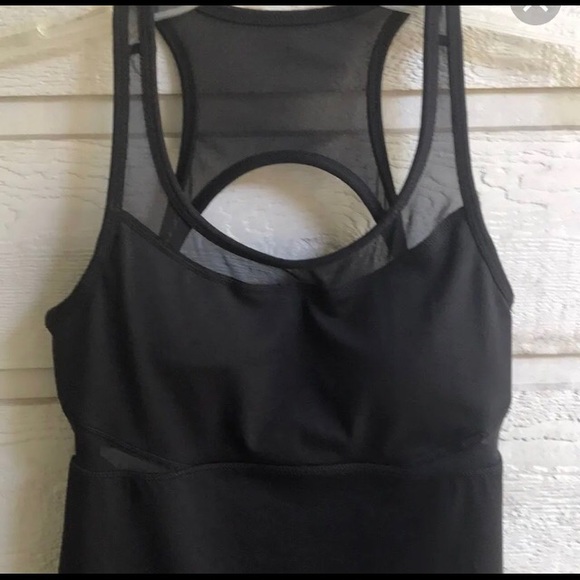 Fabletics Black Dress with Mesh Racer Back w/ Straps Built in Bra with Inserts - Picture 7 of 13